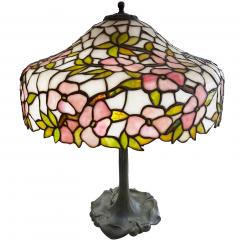  Chicago Mosaic Co Original Chicago Mosaic Pink Apple Blossom Leaded Lamp Circa 1910 - 4295228