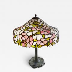  Chicago Mosaic Co Original Chicago Mosaic Pink Apple Blossom Leaded Lamp Circa 1910 - 4297195