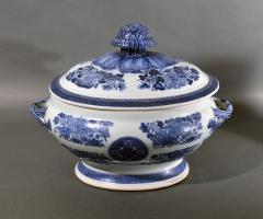  Chinese Porcelain 18th Century Chinese Export Porcelain Blue Fitzhugh Soup Tureen Cover Stand - 1614201
