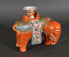  Chinese Porcelain Chinese Export Porcelain Canton Famille Rose Elephant Candlestick - 1618536