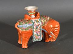  Chinese Porcelain Chinese Export Porcelain Canton Famille Rose Elephant Candlestick - 1618538