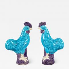  Chinese Porcelain Chinese Export Porcelain Turquoise and Purple Roosters A Pair - 1912134