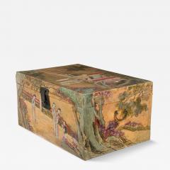  Chinese Porcelain Chinese Wooden Lacquered Rectangular Chest with Hand Painted Figural Scenes - 4250461