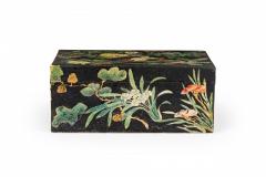  Chinese Porcelain Chinese Wooden Small Rectangular Chest with Hand Painted Exotic Birds - 4199340