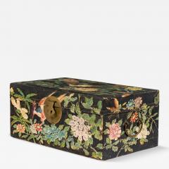  Chinese Porcelain Chinese Wooden Small Rectangular Chest with Hand Painted Exotic Birds - 4250473