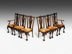  Chippendale Style Georgian Mahogany Fabric Six Chippendale Dining Chairs England 1960s - 4238093