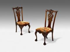  Chippendale Style Georgian Mahogany Fabric Six Chippendale Dining Chairs England 1960s - 4238095