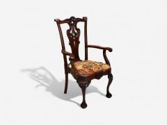  Chippendale Style Georgian Mahogany Fabric Six Chippendale Dining Chairs England 1960s - 4238096