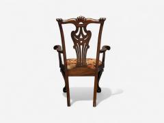  Chippendale Style Georgian Mahogany Fabric Six Chippendale Dining Chairs England 1960s - 4238098
