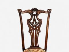  Chippendale Style Georgian Mahogany Fabric Six Chippendale Dining Chairs England 1960s - 4238099
