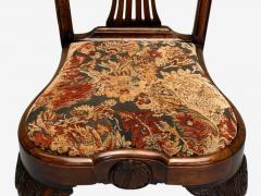  Chippendale Style Georgian Mahogany Fabric Six Chippendale Dining Chairs England 1960s - 4238100