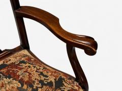  Chippendale Style Georgian Mahogany Fabric Six Chippendale Dining Chairs England 1960s - 4238101