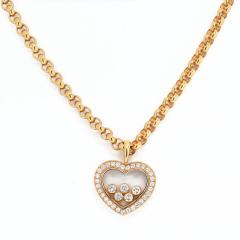  Chopard CHOPARD 18K YELLOW GOLD 5 FLOATING DIAMOND HEART NECKLACE - 2293836