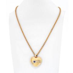  Chopard CHOPARD 18K YELLOW GOLD DIAMOND AND SAPPHIRE HEART ON A CHAIN NECKLACE - 2421244