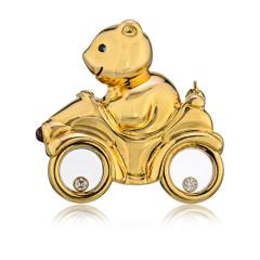  Chopard CHOPARD HAPPY DIAMONDS 18K YELLOW GOLD BEAR ON BICYCLE BROOCH - 1743677