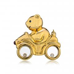 Chopard CHOPARD HAPPY DIAMONDS 18K YELLOW GOLD BEAR ON BICYCLE BROOCH - 1745325