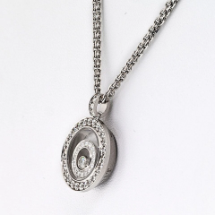  Chopard Chopard 18K White Gold Happy Spirit Round Diamond Necklace - 4126172