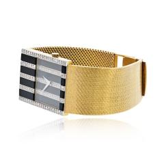  Chopard Chopard 18K Yellow Gold Diamond Grid Ref 2044 Manual Wind Onyx Ladies Watch - 4577403
