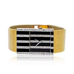 Chopard Chopard 18K Yellow Gold Diamond Grid Ref 2044 Manual Wind Onyx Ladies Watch - 4578895