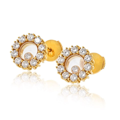  Chopard Chopard 18K Yellow Gold Happy Diamond Round 1 20cttw Stud Earrings - 3992034