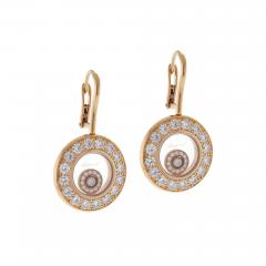  Chopard Chopard Happy Diamond Rose Gold Drop Dangle Diamond Earrings - 530427