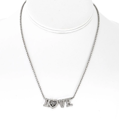 Chopard Chopard Happy Diamonds 18K White Gold 0 72cttw Diamond Love Word Necklace - 4013738