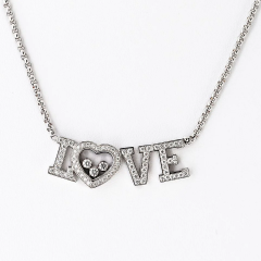  Chopard Chopard Happy Diamonds 18K White Gold 0 72cttw Diamond Love Word Necklace - 4013757