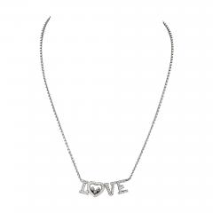  Chopard Chopard Happy Diamonds 18K White Gold 0 72cttw Diamond Love Word Necklace - 4015441