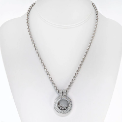  Chopard Chopard Happy Diamonds 18K White Gold 2 05cttw Pave Double Row Round Necklace - 4013734