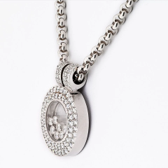  Chopard Chopard Happy Diamonds 18K White Gold 2 05cttw Pave Double Row Round Necklace - 4013743