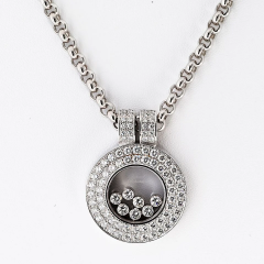  Chopard Chopard Happy Diamonds 18K White Gold 2 05cttw Pave Double Row Round Necklace - 4013759