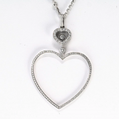  Chopard Chopard Happy Diamonds 18K White Gold Happy Diamond Open Heart 0 70cttw Necklace - 4013747