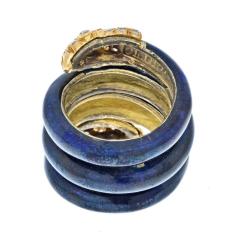  Christian Dior CHRISTIAN DIOR 18K YELLOW GOLD 1960S DOUBLE HEAD SERPENT ENAMEL RING - 2431640