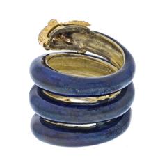  Christian Dior CHRISTIAN DIOR 18K YELLOW GOLD 1960S DOUBLE HEAD SERPENT ENAMEL RING - 2431641