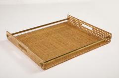  Christian Dior Christian Dior Cane Brass Plexiglass Tray France c 1950 70 - 4113448