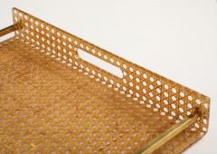  Christian Dior Christian Dior Cane Brass Plexiglass Tray France c 1950 70 - 4113449