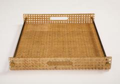  Christian Dior Christian Dior Cane Brass Plexiglass Tray France c 1950 70 - 4113451