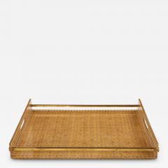  Christian Dior Christian Dior Cane Brass Plexiglass Tray France c 1950 70 - 4133970