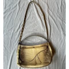  Christian Dior DIOR LARGE SOFT SADDLE WHITE HIMALAYAN crocodile HANDBAG - 4486678