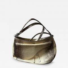  Christian Dior DIOR LARGE SOFT SADDLE WHITE HIMALAYAN crocodile HANDBAG - 4491213