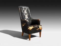  Christiansen Larsen Svend ge Madsen Highback Chair Leather Nut Wood Denmark 1947 - 4582943