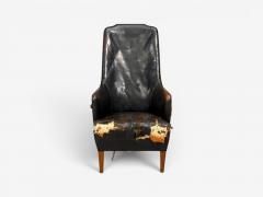  Christiansen Larsen Svend ge Madsen Highback Chair Leather Nut Wood Denmark 1947 - 4582946