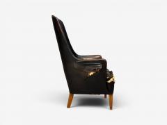  Christiansen Larsen Svend ge Madsen Highback Chair Leather Nut Wood Denmark 1947 - 4582951
