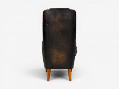  Christiansen Larsen Svend ge Madsen Highback Chair Leather Nut Wood Denmark 1947 - 4582953