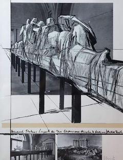  Christo Christo Wrapped Statues Silkscreen Photo Collage circa 1988 - 4710069
