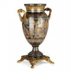  Christofle A Neo Grec Gilt and Patinated Bronze Amphora Vase Attributed to Christofle - 4686525
