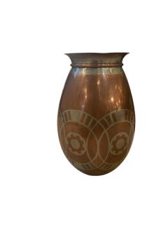  Christofle Cie 1930s Decorative dinandrie metal vase by Christofle - 4590716