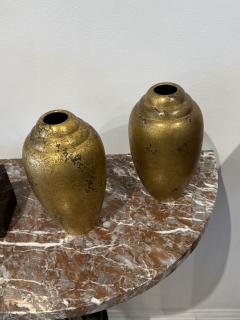  Christofle Cie Pair of French Art Deco dinanderie vases by Luc Lanel for Christofle - 4557277