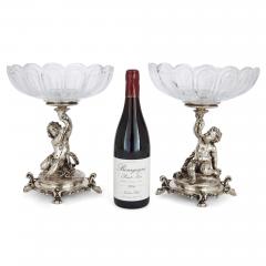  Christofle Pair of 19th century cut glass and silvered bronze compotes by Christofle - 3552887