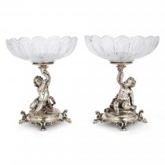  Christofle Pair of 19th century cut glass and silvered bronze compotes by Christofle - 3552896